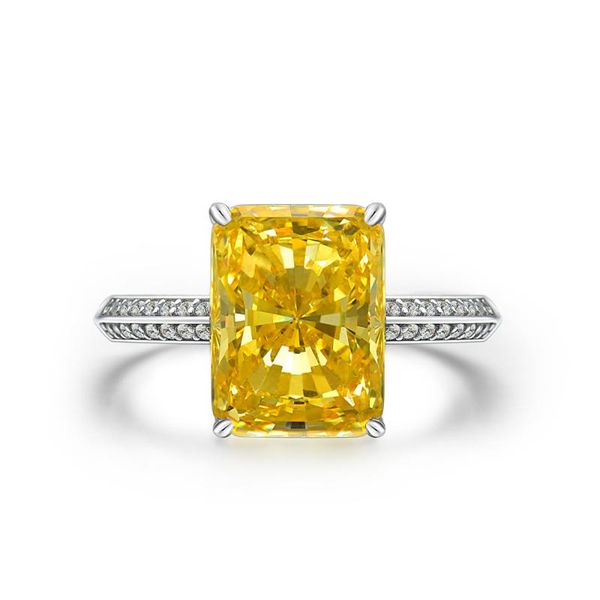 cluster rings real s925 sterling silver rectangle diamond ion plating fine jewelry ornaments accessories drop, Golden;silver